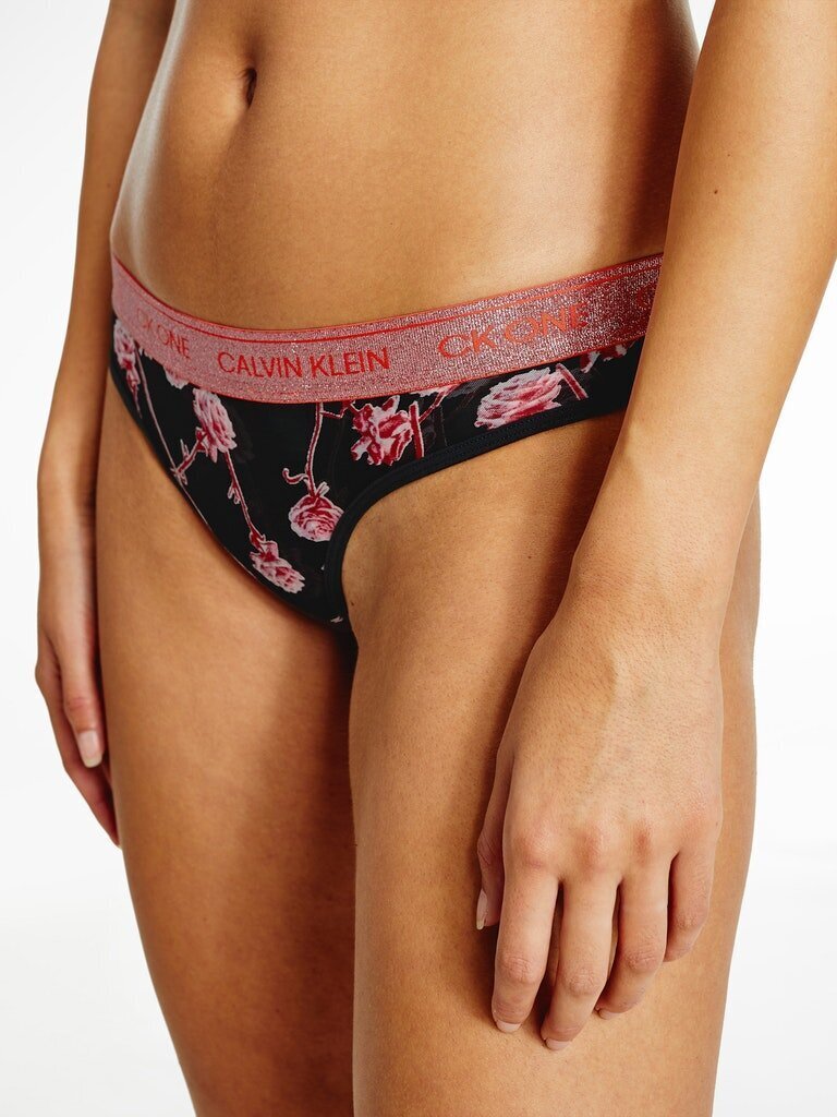 CALVIN KLEIN naiste stringid THONG, must 000QF6681E V35 42105 цена и информация | Naiste aluspüksid | kaup24.ee