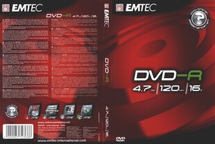 DVD-R Emtec, 4,7 GB, 16 x DVD- karp EOL hind ja info | Vinüülplaadid, CD, DVD | kaup24.ee