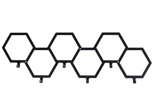 Вешалка для одежды HEX с 6 черными крючками цена и информация | Вешалки для одежды | kaup24.ee