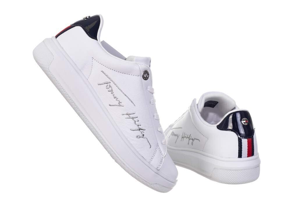 Naiste tossud TOMMY HILFIGER SIGNATURE TOMMY LEATHER CUPSOLE, valge FW0FW05219 YBR 31179 hind ja info | Naiste spordi- ja vabaajajalatsid | kaup24.ee