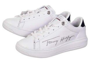 Naiste tossud TOMMY HILFIGER SIGNATURE TOMMY LEATHER CUPSOLE, valge FW0FW05219 YBR 31179 цена и информация | Спортивная обувь, кроссовки для женщин | kaup24.ee