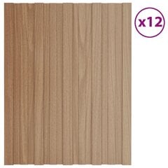 vidaXL katusepaneel 12 tk, tsingitud terasest, hele puit, 60 x 45 cm цена и информация | Кровельные покрытия | kaup24.ee