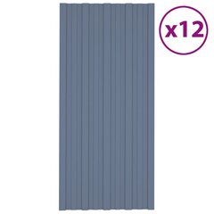 vidaXL katusepaneel 12 tk, tsingitud terasest, hall, 100 x 45 cm цена и информация | Кровельные покрытия | kaup24.ee