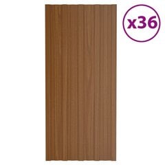 vidaXL katusepaneel 36 tk, tsingitud terasest, pruun, 100 x 45 cm цена и информация | Кровельные покрытия | kaup24.ee