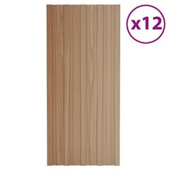 vidaXL katusepaneel 12 tk, tsingitud terasest, hele puit, 100 x 45 cm цена и информация | Кровельные покрытия | kaup24.ee