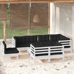 vidaXL 9-osaline aiamööbli komplekt istmepatjadega, valge, männipuit hind ja info | Aiamööbli komplektid | kaup24.ee