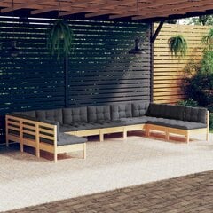 Садовый комплект мебели с подушками, 3 части, серый цена и информация | Комплекты уличной мебели | kaup24.ee