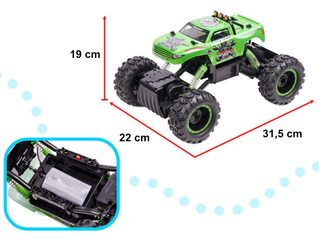 RC auto NQD ROCK CRAWLER KING 1:12 USB roheline hind ja info | Poiste mänguasjad | kaup24.ee