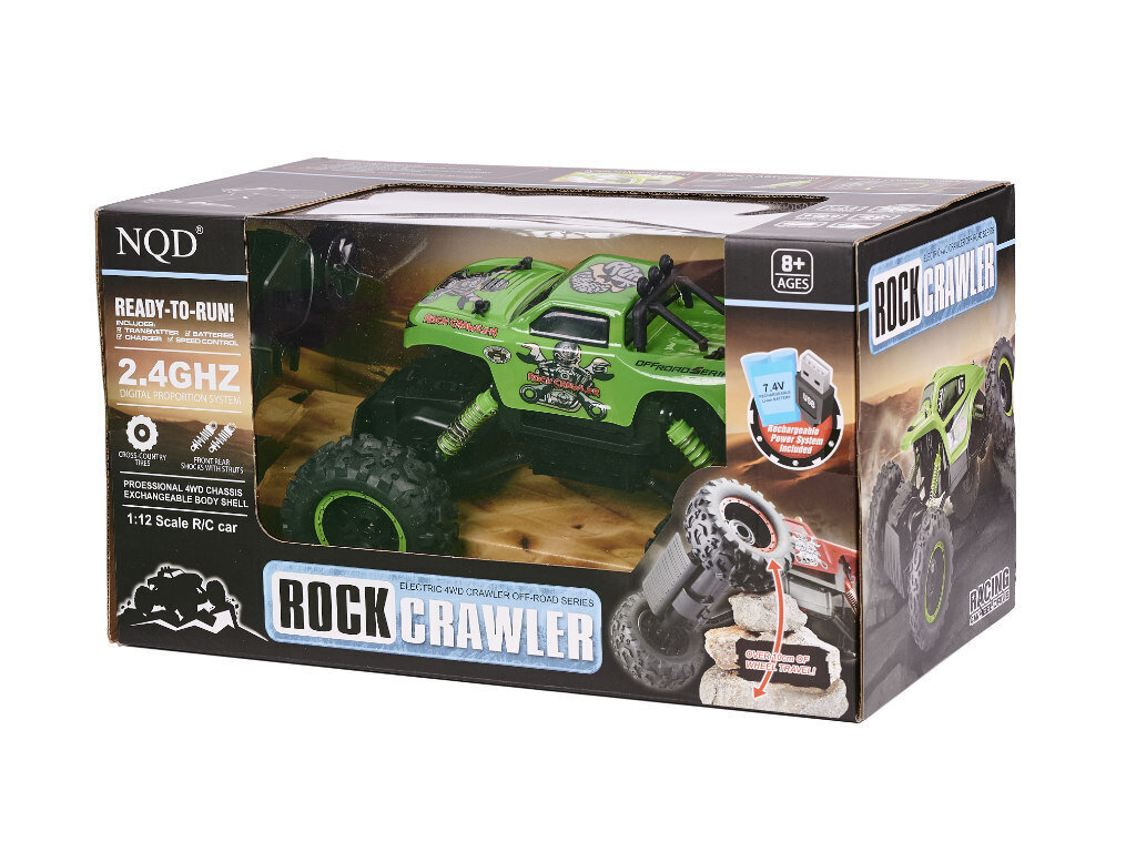 RC auto NQD ROCK CRAWLER KING 1:12 USB roheline hind ja info | Poiste mänguasjad | kaup24.ee