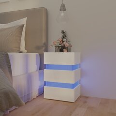 vidaXL LED-öökapp, kõrgläikega valge, 45x35x67 cm, puitlaastplaat цена и информация | Прикроватные тумбочки | kaup24.ee