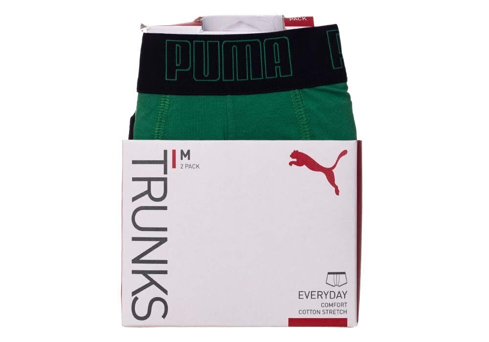 Puma meeste bokserid BASIC TRUNK 2 paari, roheline/must 935015 04 39988 цена и информация | Meeste aluspesu | kaup24.ee