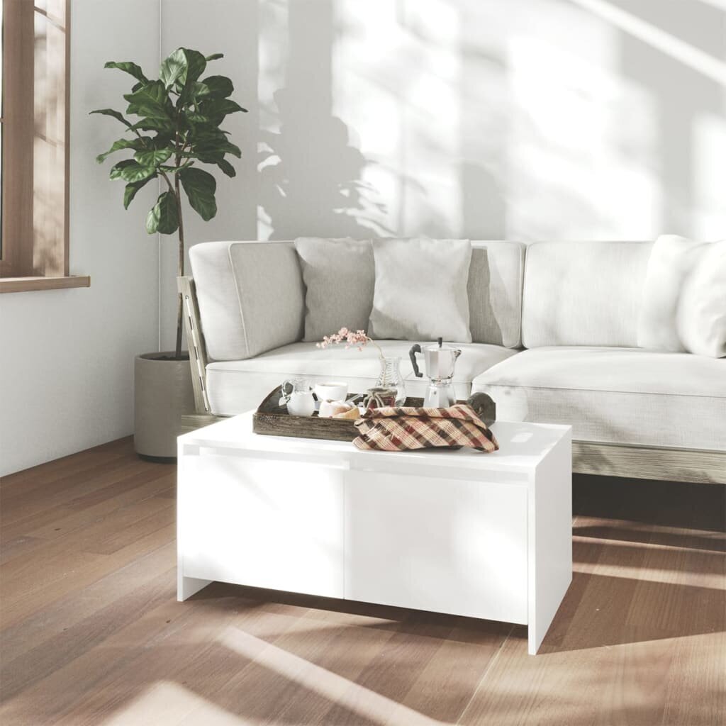 vidaXL kohvilaud, valge, 90 x 50 x 41,5 cm, puitlaastplaat hind ja info | Diivanilauad | kaup24.ee