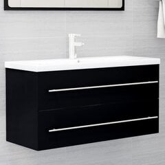 vidaXL valamukapp sisseehitatud valamuga, must, puitlaastplaat цена и информация | Шкафчики для ванной | kaup24.ee