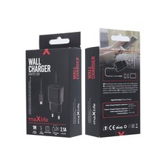 Maxlife MXTC-03 charger 2.1A black with microUSB cable 1 m цена и информация | Зарядные устройства для телефонов | kaup24.ee