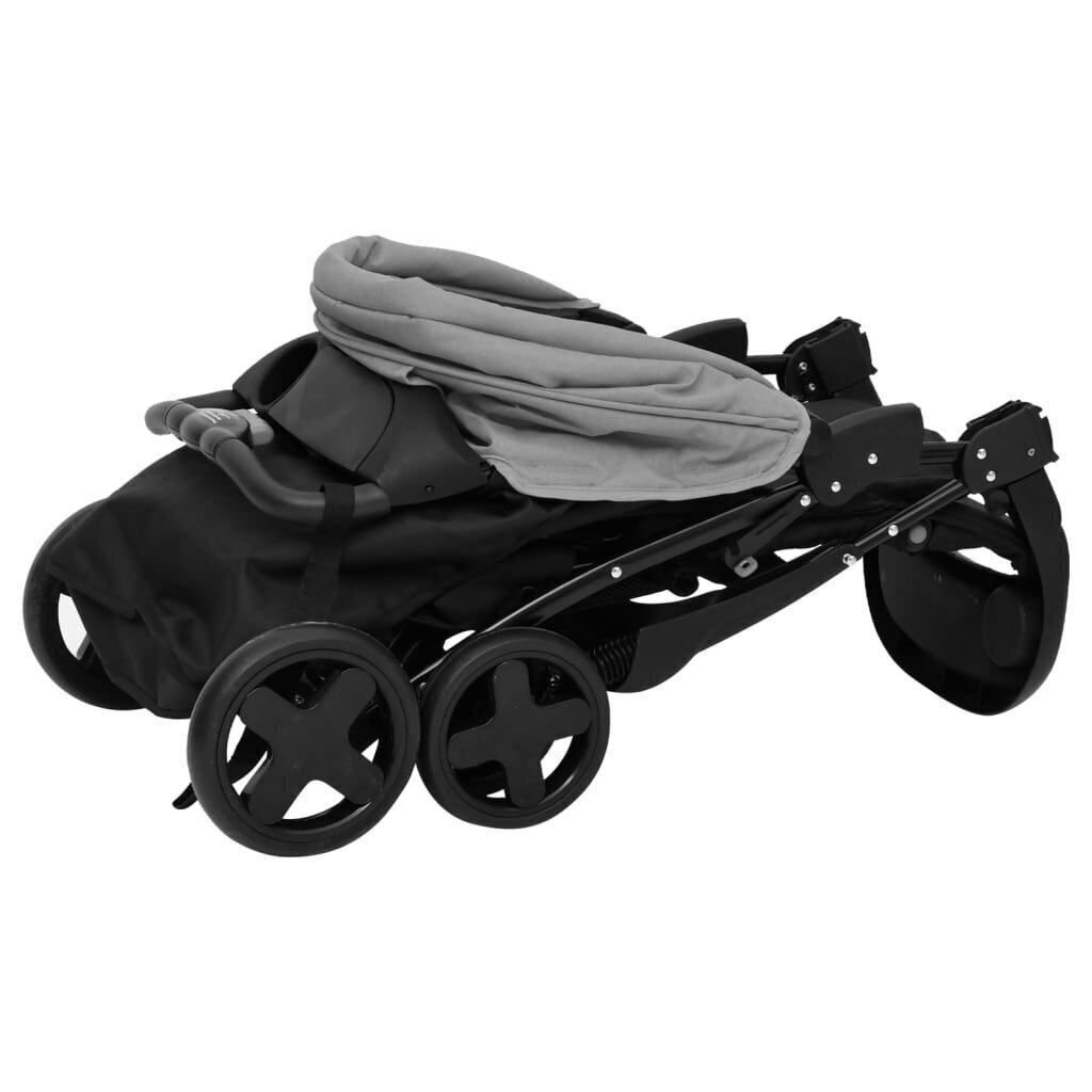 vidaXL kaks-ühes laste jalutuskäru helehall ja must, teras hind ja info | Vankrid, jalutuskärud | kaup24.ee