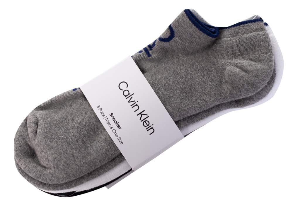 Calvin Klein meeste sokid, 3 paari, valge/must/hall 701218724 003 39814 цена и информация | Meeste sokid | kaup24.ee