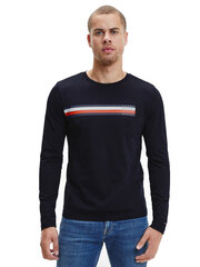 Мужская футболка Tommy Hilfiger SLICED BAR LONG SLEEVE TEE , темно-синяя MW0MW20166 DW5 41085 цена и информация | Мужские футболки | kaup24.ee