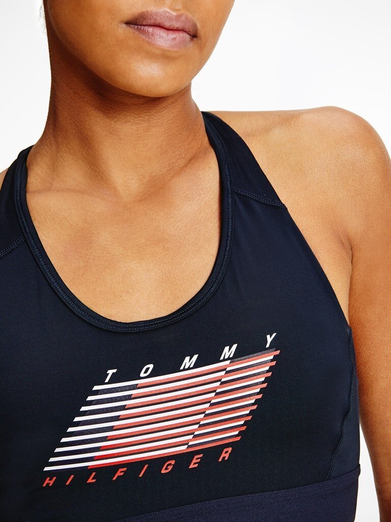 Naiste rinnahoidja Tommy Hilfiger MID INTENSITY FLAG RACER BRA, tumesinine S10S101173 DW5 41424 цена и информация | Rinnahoidjad | kaup24.ee