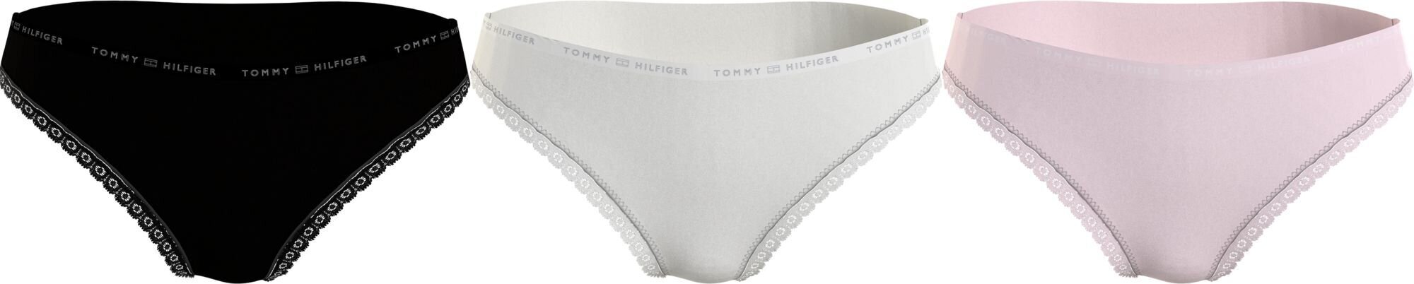 Tommy Hilfiger naiste bikiinipüksid 3 paari, must / roosa / beež UW0UW02825 0R8 42422 hind ja info | Naiste aluspüksid | kaup24.ee