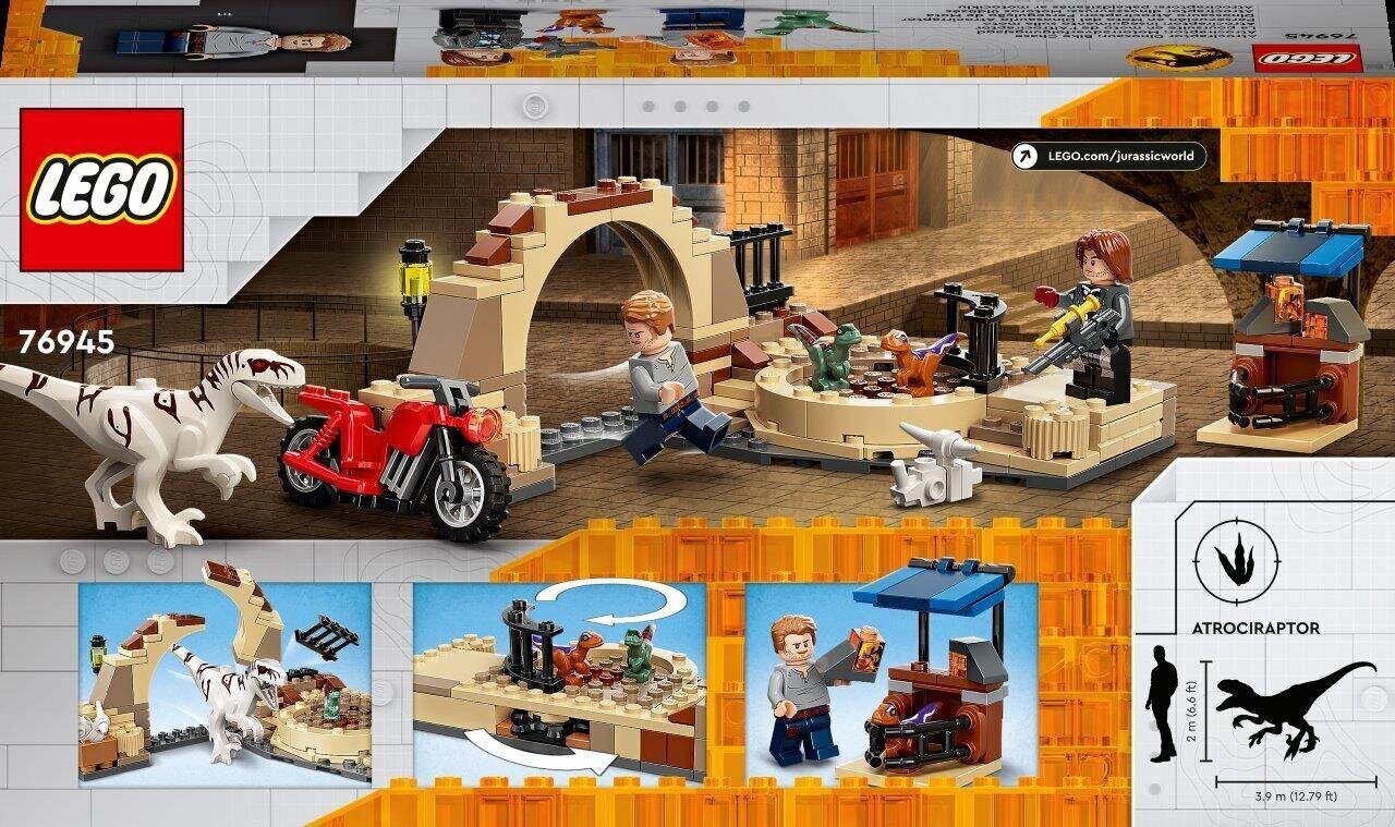 76945 LEGO® Jurassic World Dinosauruse atroraptori jälitamine mootorrattaga hind ja info | Klotsid ja konstruktorid | kaup24.ee