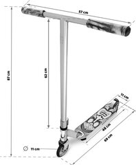 Трюковой самокат Soke Pro, серебренный цена и информация | Самокаты | kaup24.ee