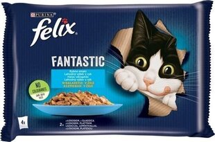 Nestle FELIX .4x85g Fantastiline kalamaitse köögiviljadega, tarretis lõhe suvikõrvitsaga, forell roheliste ubadega / 12 цена и информация | Кошачьи консервы | kaup24.ee