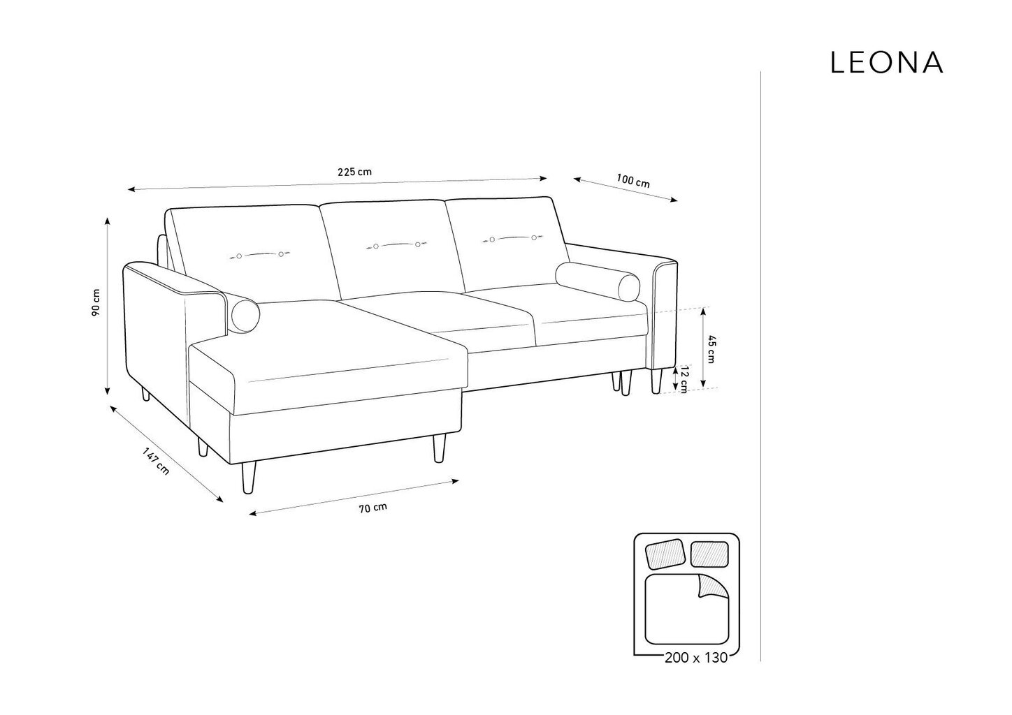 Pehme nurgadiivan Micadoni Home Leona 4S, sinine/must цена и информация | Nurgadiivanid ja nurgadiivanvoodid | kaup24.ee