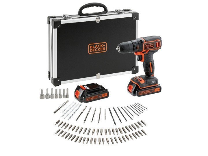 Akutrell-kruvikeeraja Black & Decker BDCDC18BAFC + 80 osaline hind ja info | Akutrellid, kruvikeerajad | kaup24.ee