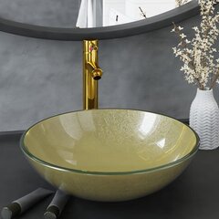 vidaXL vannitoavalamu kraani ja äravoolupesaga, kuldne цена и информация | Раковины | kaup24.ee