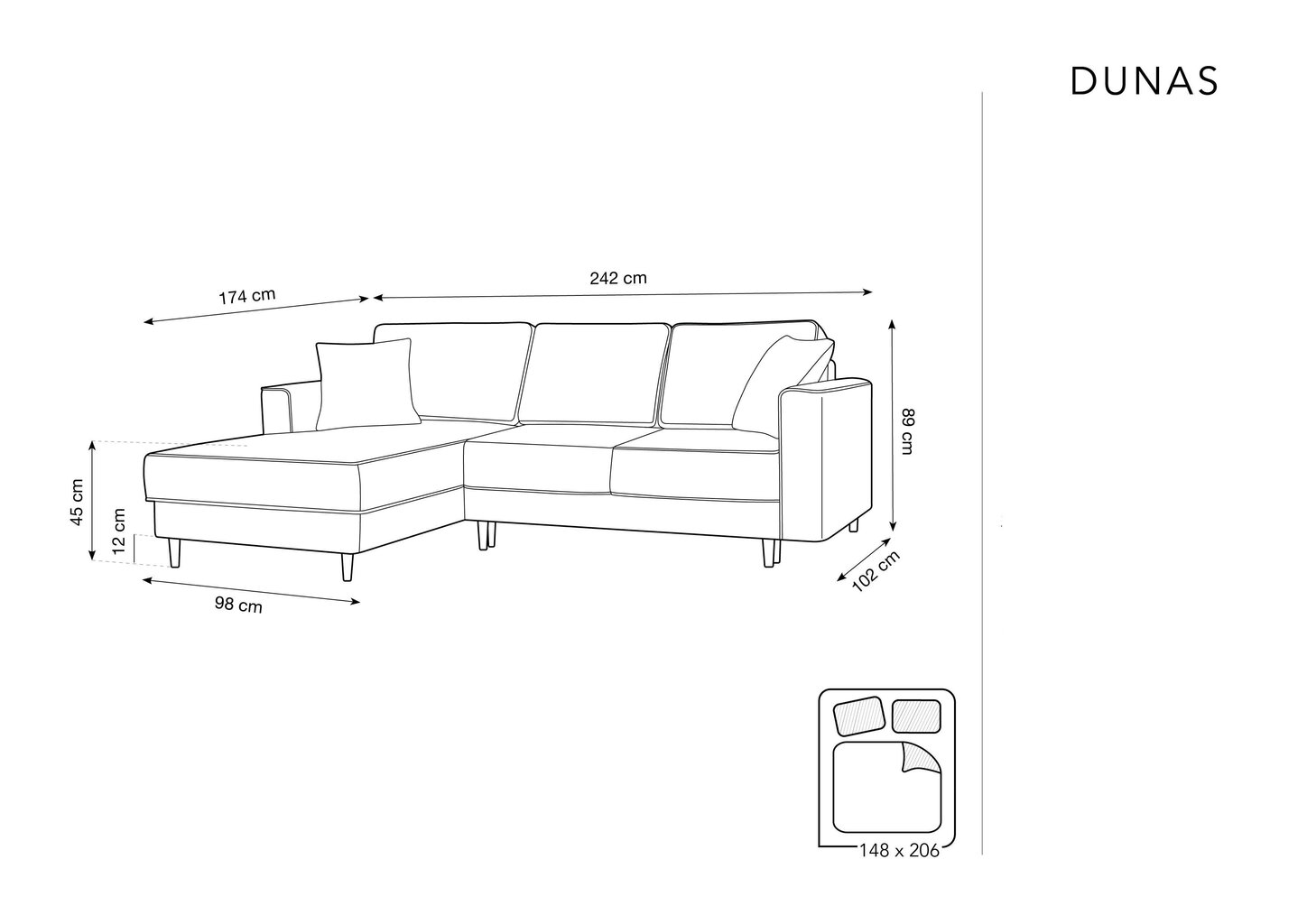 Pehme nurgadiivan Micadoni Home Dunas 4S-V, must/kuldne цена и информация | Nurgadiivanid ja nurgadiivanvoodid | kaup24.ee