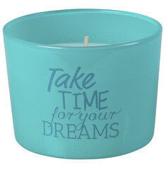 Klaasis lõhnaküünal 6 x 8cm Take time for your dreams (türkiissinine)/3 hind ja info | Küünlad, küünlajalad | kaup24.ee