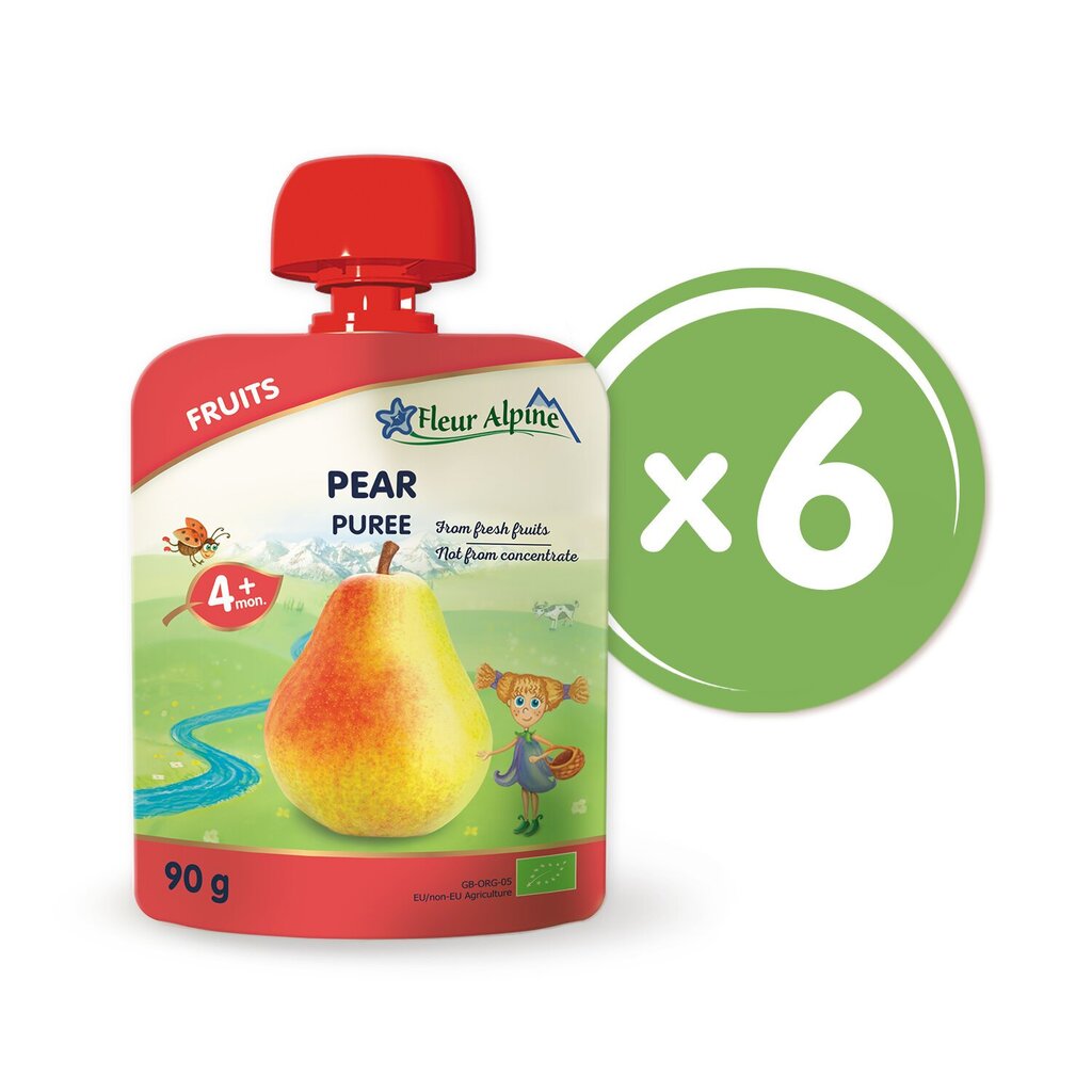 "Pirn" orgaaniline püree FLEUR ALPINE, alates 4 elukuust, 90 g x 6 hind ja info | Püreed | kaup24.ee