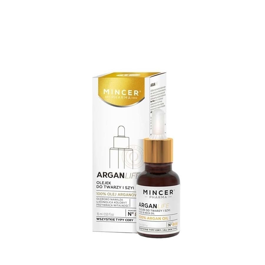 Niisutav õli näole ja kaelale argaaniõliga Mincer Pharma Argan Life No.806 15 ml цена и информация | Näoõlid, seerumid | kaup24.ee