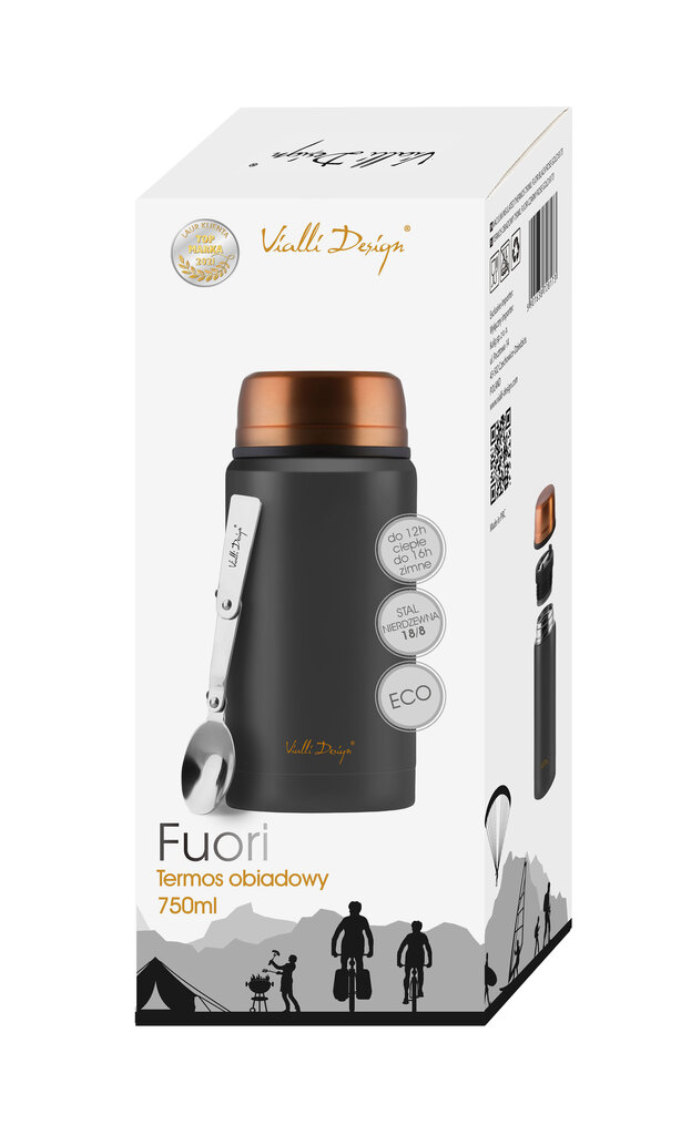 Toidutermos Vialli Design Fuori, 750 ml, must/kuldne hind ja info | Termosed, termostassid | kaup24.ee