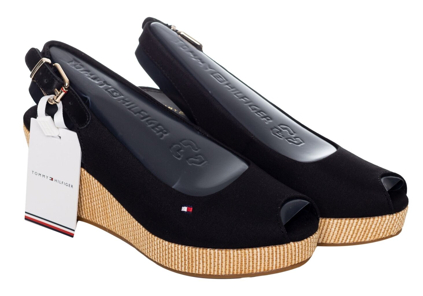 Naiste sandaalid Tommy Hilfiger ICONIC ELBA SLING BACK WEDGE BLACK FW0FW04788 BDS 14975 hind ja info | Naiste sandaalid | kaup24.ee