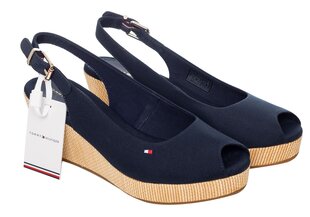 Женские босоножки Tommy Hilfiger ICONIC ELBA SLING BACK WEDGE NAVY FW0FW04788 DW5 15289 цена и информация | Сандалии на липучке | kaup24.ee