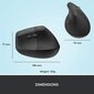 Juhtmevaba hiir Logitech Lift Vertical Ergonomic Mouse, must - 910-006473 цена и информация | Hiired | kaup24.ee