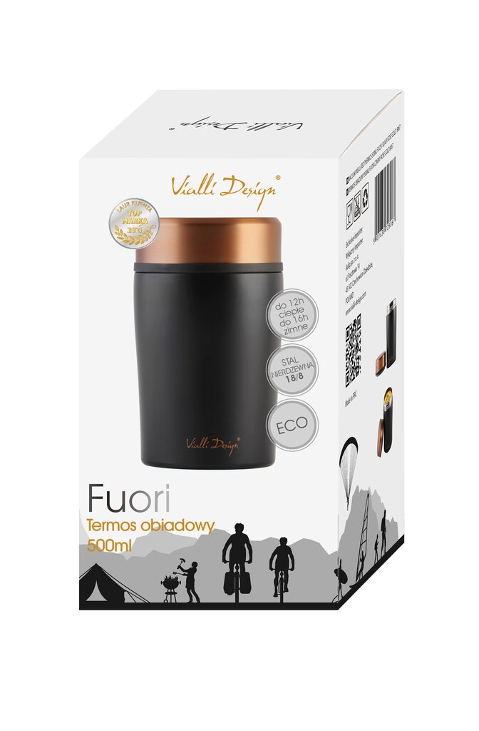 Toidutermos Vialli Design Fuori, 500 ml, must/kuldne цена и информация | Termosed, termostassid | kaup24.ee