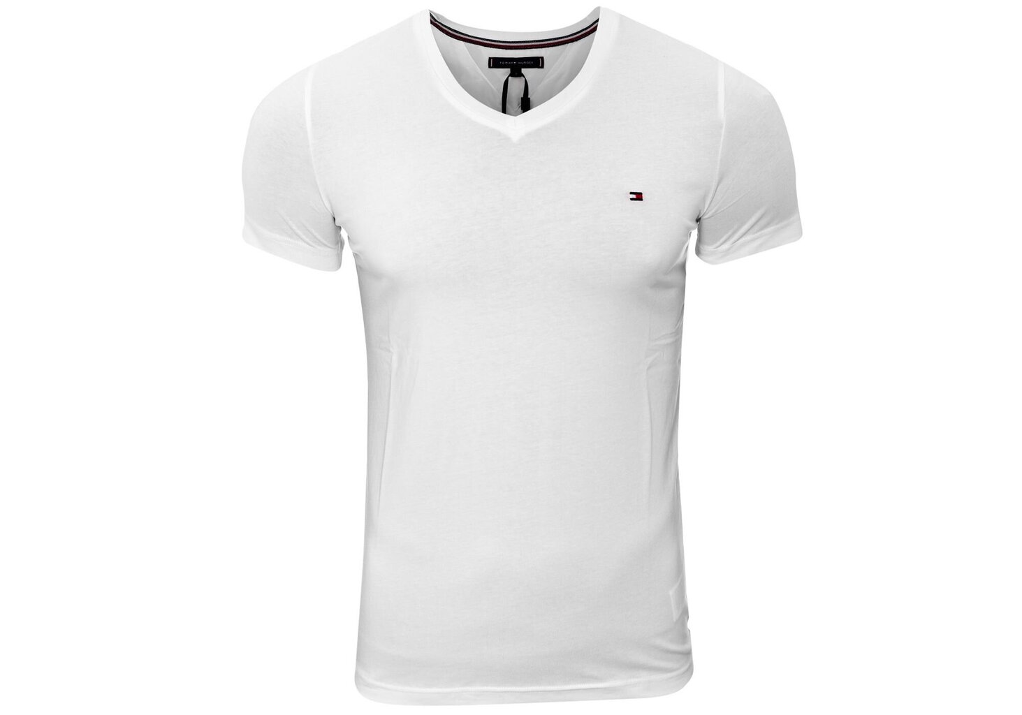 Meeste T-särk TOMMY HILFIGER CORE STRETCH SLIM VNECK TEE, valge MW0MW02045 100 цена и информация | Meeste T-särgid | kaup24.ee