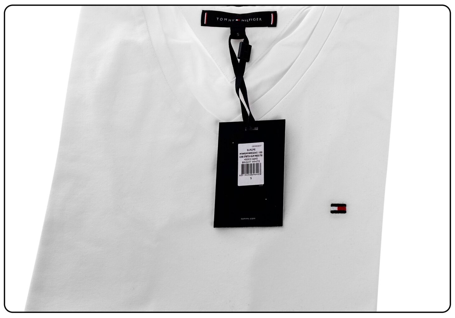 Meeste T-särk TOMMY HILFIGER CORE STRETCH SLIM VNECK TEE, valge MW0MW02045 100 цена и информация | Meeste T-särgid | kaup24.ee