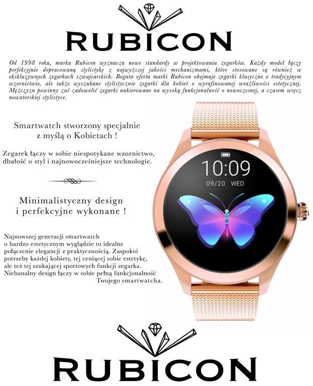 Rubicon RNBE37 Rose Gold цена и информация | Nutikellad (smartwatch) | kaup24.ee