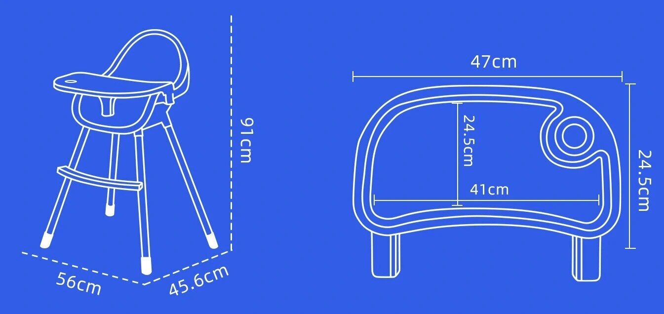 Söögitool 91 x 56 x 45,6 cm hind ja info | Laste söögitoolid | kaup24.ee