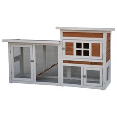 @Pet jänesepuur "Villa", 147 x 50 x 80 cm, valge ja pruun hind ja info | Transportkorvid, puurid | kaup24.ee