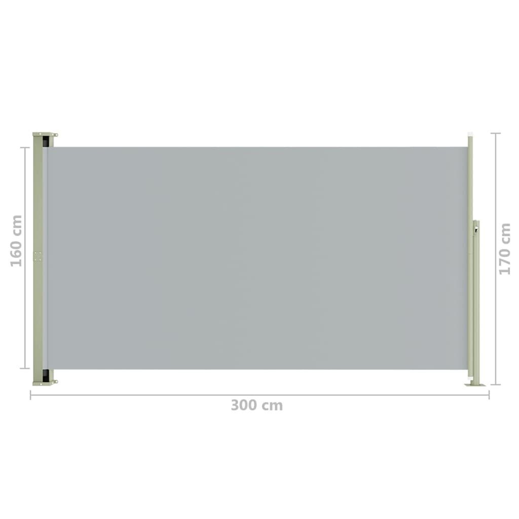 vidaXL lahtitõmmatav terrassi külgsein, 170x300 cm, hall hind ja info | Päikesevarjud, markiisid ja alused | kaup24.ee