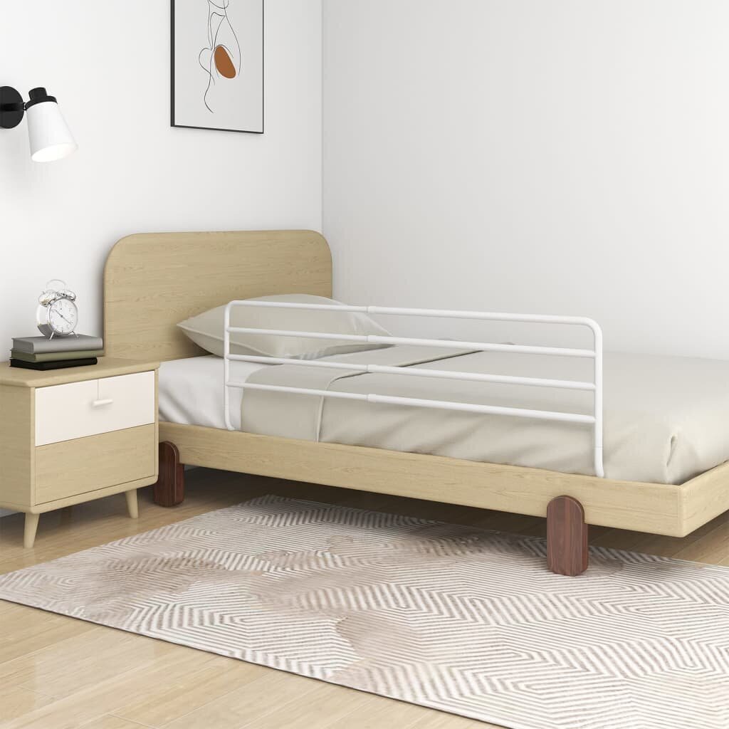 vidaXL voodipiire väikelapse voodile, valge, (76-137)x55 cm, raud цена и информация | Laste ohutustarvikud | kaup24.ee