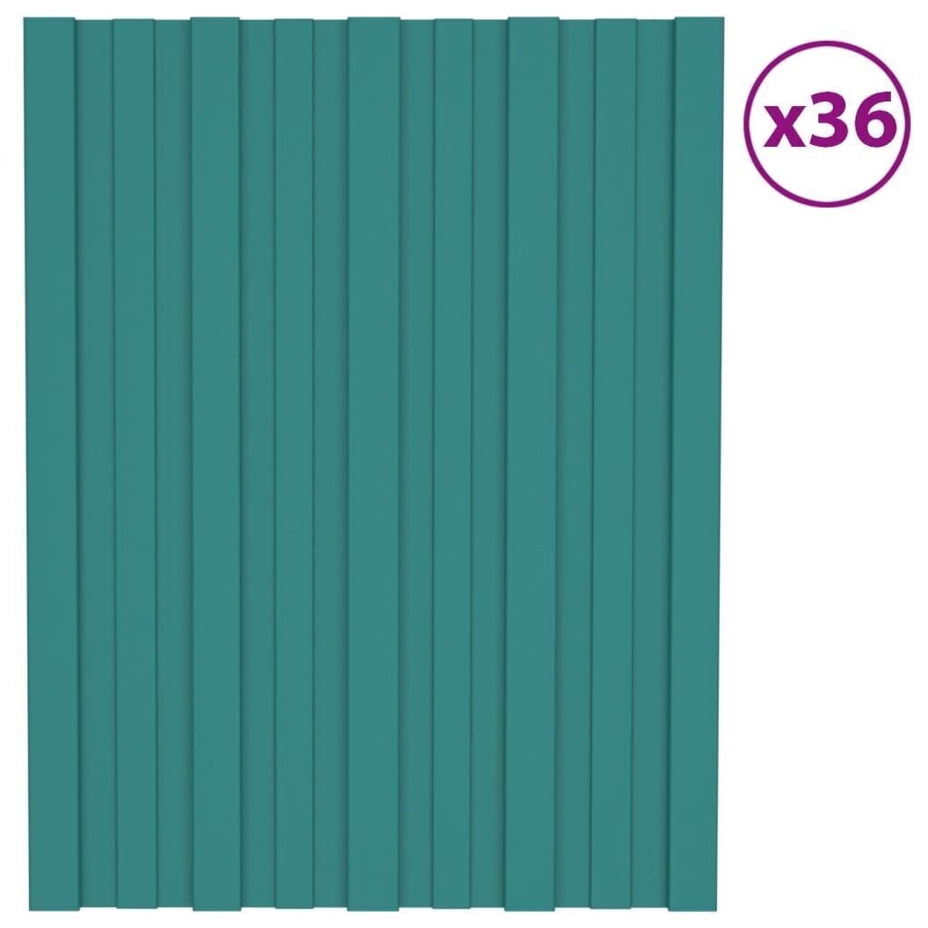 vidaXL katusepaneel 36 tk, tsingitud terasest, roheline, 60 x 45 cm цена и информация | Katuse aluskatted | kaup24.ee