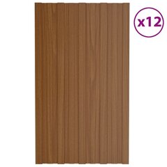 vidaXL katusepaneel 12 tk, tsingitud terasest, pruun, 80 x 45 cm цена и информация | Кровельные покрытия | kaup24.ee