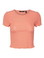 Vero Moda naiste T-särk 10262156*02, oranž/valge 5715216511480 hind ja info | Naiste T-särgid, topid | kaup24.ee