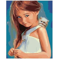 Картина по номерам KTMK-girlwithcat 80x100 цена и информация | Живопись по номерам | kaup24.ee