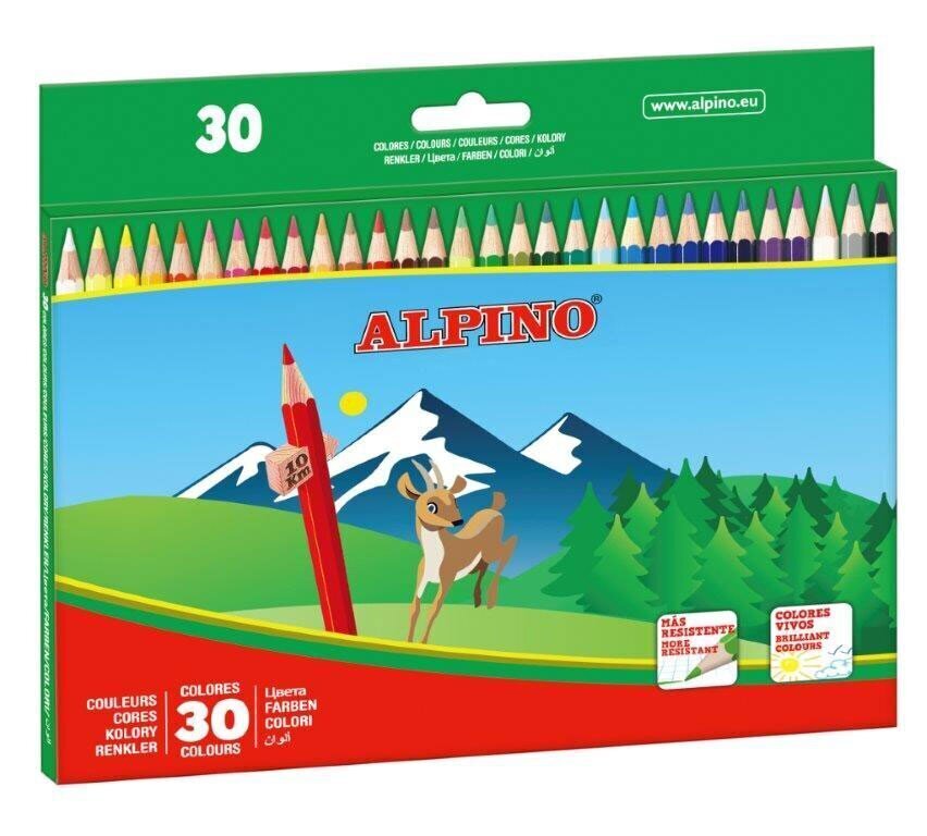 Värvilised pliiatsid Alpino, 30 värvi цена и информация | Kunstitarbed, voolimise tarvikud | kaup24.ee